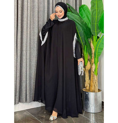 BYM Abaya Modern Muslim Woman's One Piece Butterfly Abaya - 3875 - Black