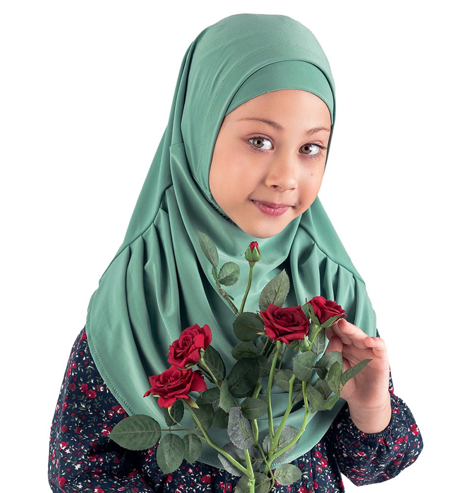 Girl's Practical Two Piece Hijab - Mint Jade