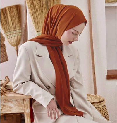 Fresh Scarf Shawl Brick Orange Medine Ipek Chiffon Hijab Shawl - Brick Orange