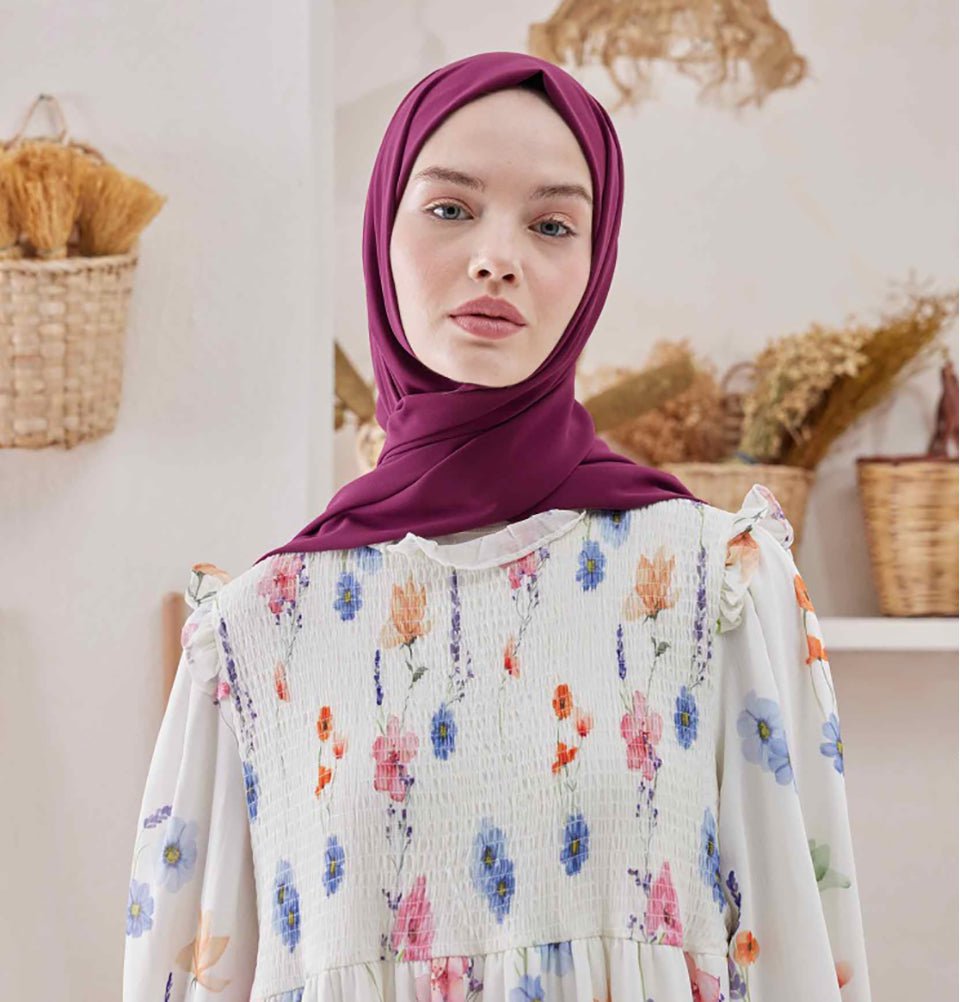 Medine Ipek Chiffon Hijab Shawl - Dark Fuchsia