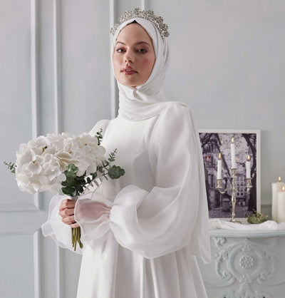 Fresh Scarf Shawl Milk White Medine Ipek Chiffon Hijab Shawl - Milk White
