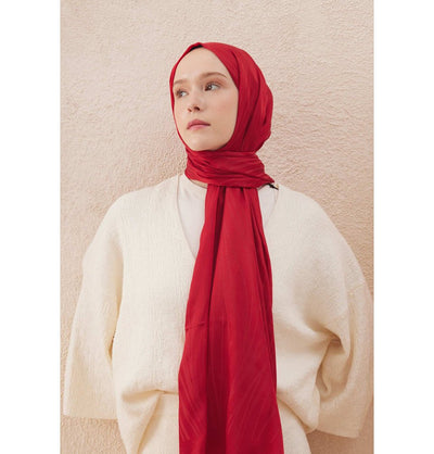 Fresh Scarf Shawl Red Wave Jacquard Hijab Shawl - Red