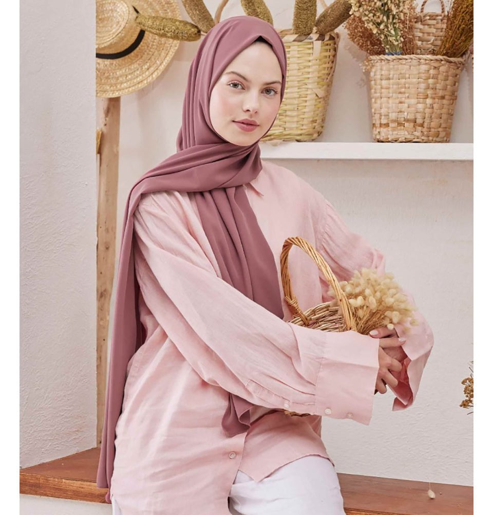 Fresh Scarf Shawl Rose Pink Medine Ipek Chiffon Hijab Shawl - Rose Pink