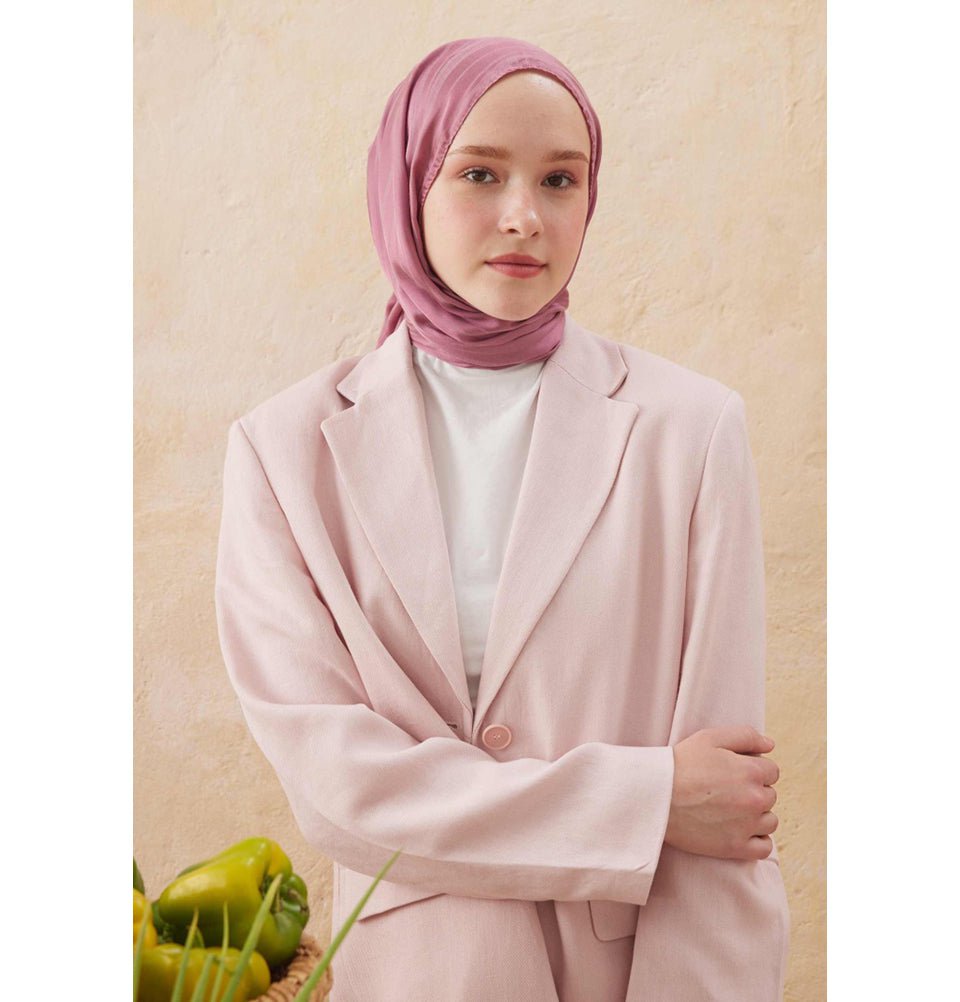 Fresh Scarf Shawl Rose Pink Wave Jacquard Hijab Shawl - Rose Pink