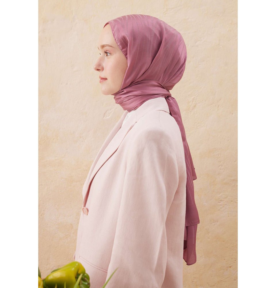 Fresh Scarf Shawl Rose Pink Wave Jacquard Hijab Shawl - Rose Pink