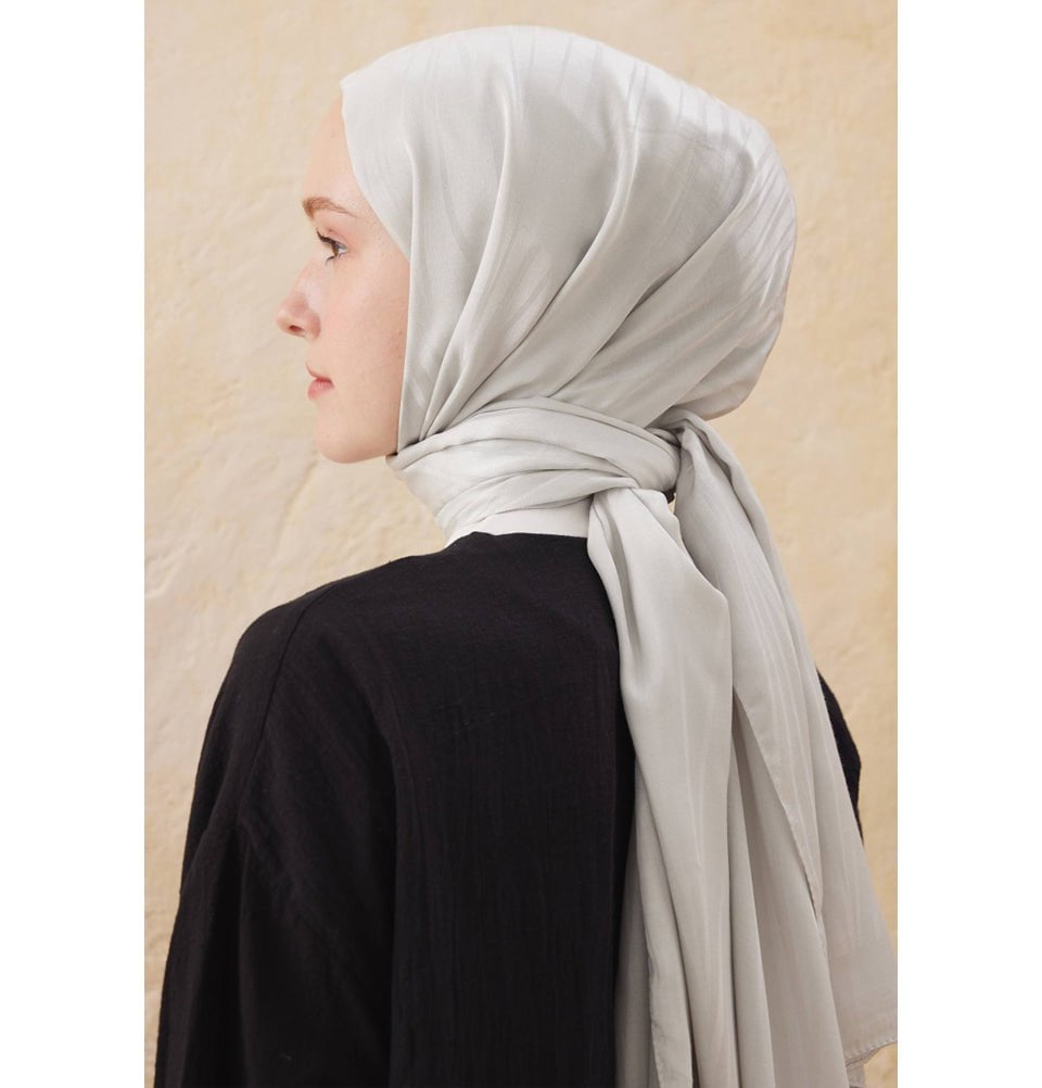 Fresh Scarf Shawl Silver Wave Jacquard Hijab Shawl - Silver