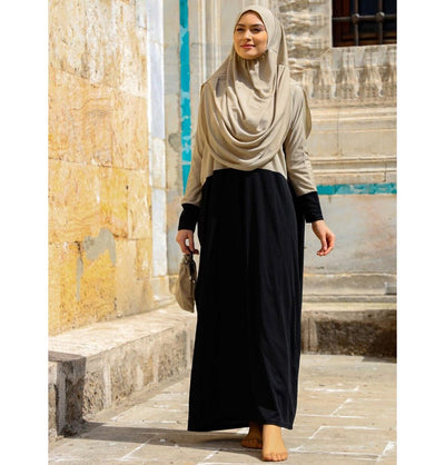 Marina Mayo Dress One Piece Islamic Women's Prayer Dress N2201 - Mink / Black