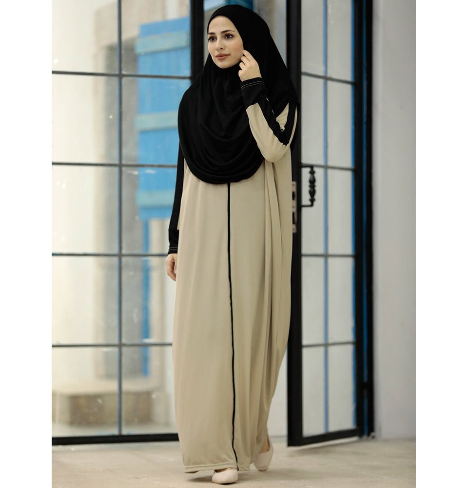 Marina Mayo Dress One Piece Islamic Women's Prayer Dress N2202 - Black / Beige