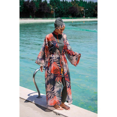 Marina Mayo Swimsuit Modest Swim Cover Kaftan Kimono - P2204 Tropical / Multicolored