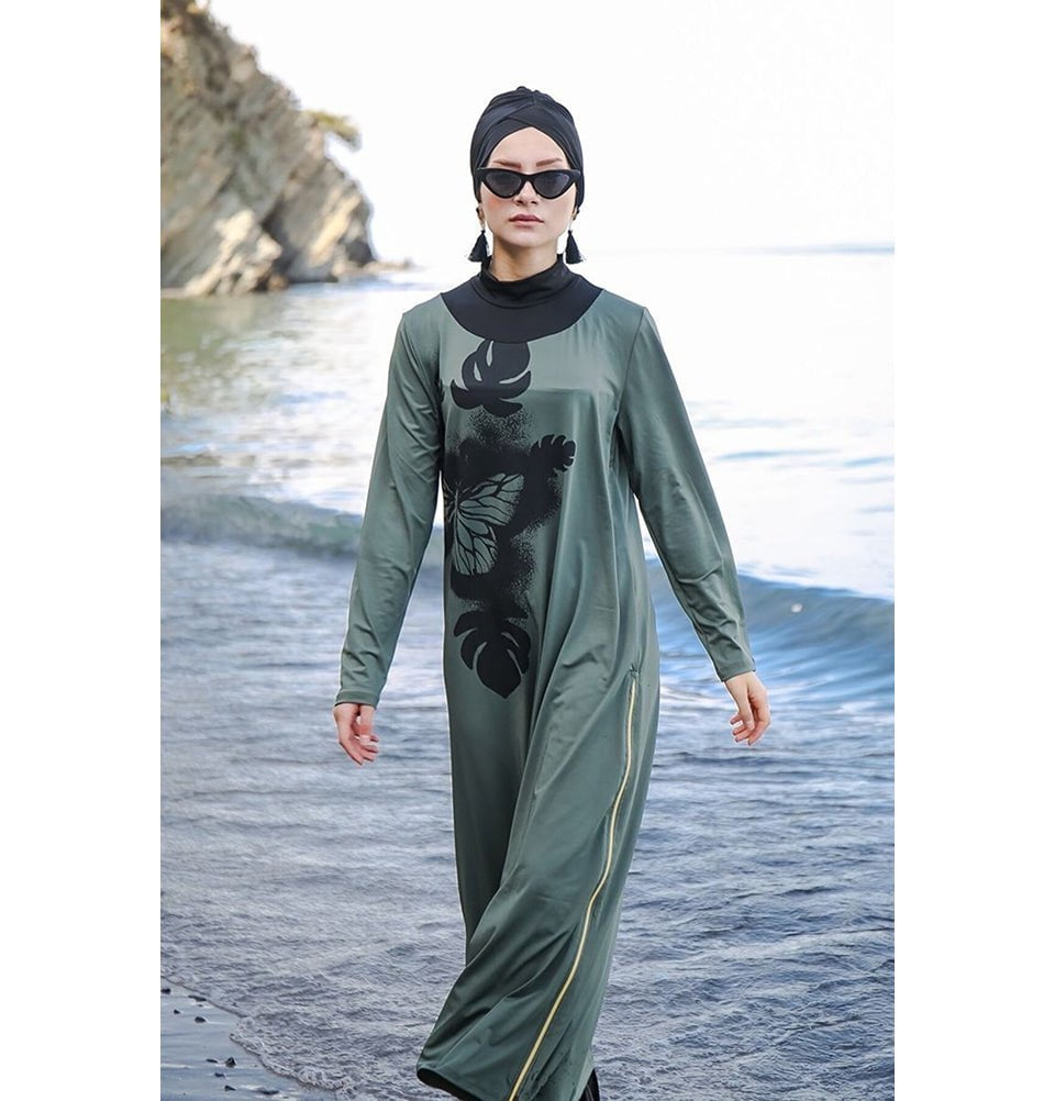 Marina Mayo Swimsuit Two Piece Full Coverage Modest Swimsuit - M2021 Beach Garden / Khaki