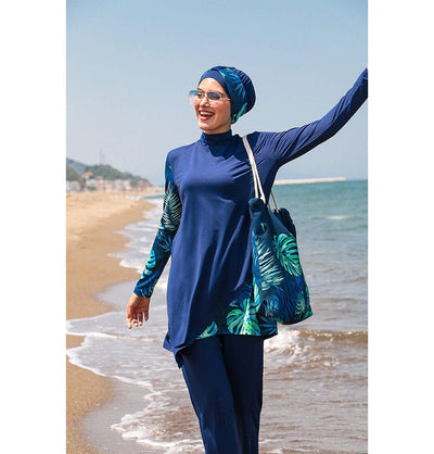 Marina Mayo Swimsuit Two Piece Full Coverage Modest Swimsuit - M2125 Asymmetrical Blue