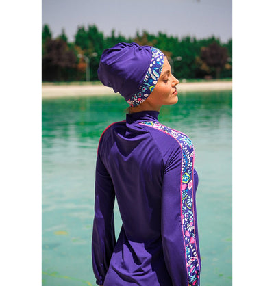 Marina Mayo Swimsuit Women's Two Piece Full Coverage Modest Swimsuit - M2228 Abstract Floral / Royal Blue