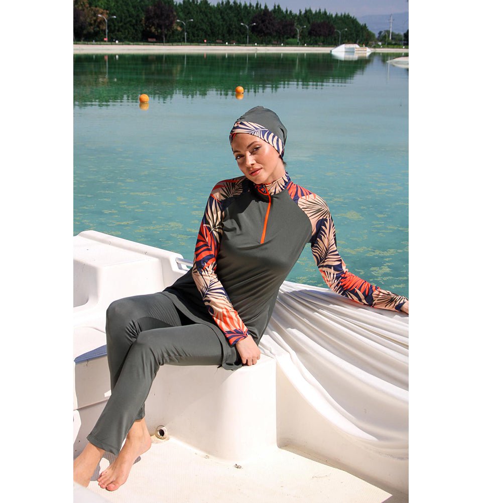 Marina Mayo Swimsuit Women's Two Piece Full Coverage Modest Swimsuit - M2229 Palm Tree Getaway / Multicolored
