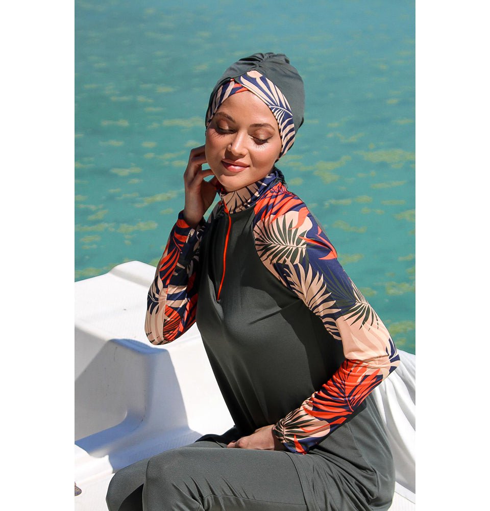 Marina Mayo Swimsuit Women's Two Piece Full Coverage Modest Swimsuit - M2229 Palm Tree Getaway / Multicolored