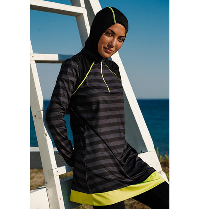 Marina Mayo Swimsuit Women's Two Piece Full Coverage Modest Swimsuit - M2232 Striped Black