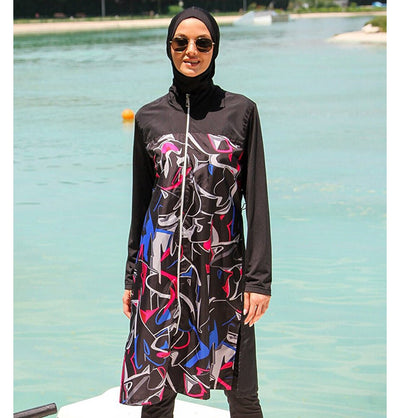 Marina Mayo Swimsuit Women's Two Piece Full Coverage Modest Swimsuit - M2266 Abstract Black / Multicolored
