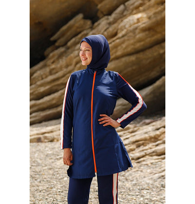 Marina Mayo Swimsuit Women's Two Piece Full Coverage Modest Swimsuit M2270 - Blue / Orange