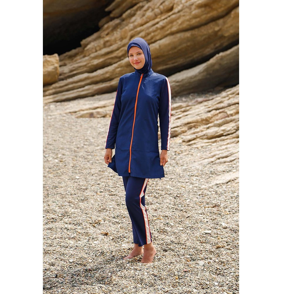 Marina Mayo Swimsuit Women's Two Piece Full Coverage Modest Swimsuit M2270 - Blue / Orange
