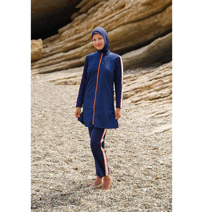 Marina Mayo Swimsuit Women's Two Piece Full Coverage Modest Swimsuit M2270 - Blue / Orange