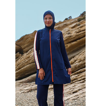 Marina Mayo Swimsuit Women's Two Piece Full Coverage Modest Swimsuit M2270 - Blue / Orange