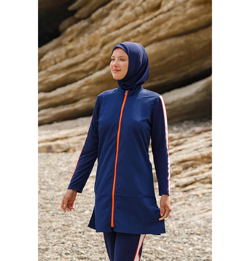 Marina Mayo Swimsuit Women's Two Piece Full Coverage Modest Swimsuit M2270 - Blue / Orange