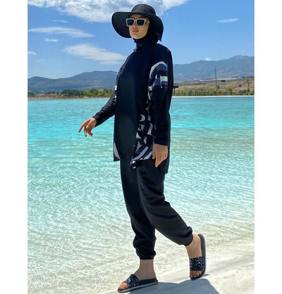 Marina Mayo Swimsuit Women's Two Piece Full Coverage Modest Swimsuit - M2277 Abstract Black