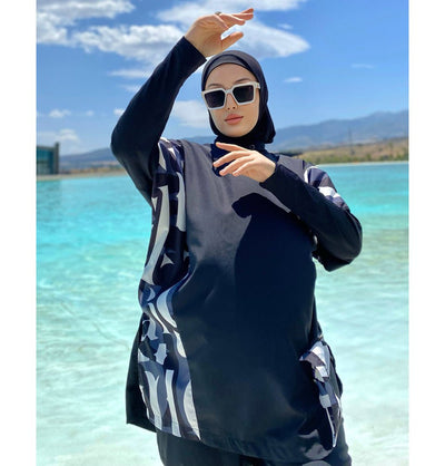 Marina Mayo Swimsuit Women's Two Piece Full Coverage Modest Swimsuit - M2277 Abstract Black