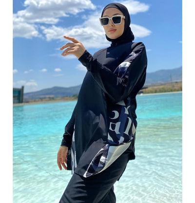 Marina Mayo Swimsuit Women's Two Piece Full Coverage Modest Swimsuit - M2277 Abstract Black