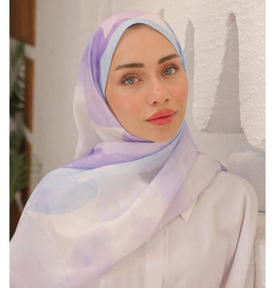 Mavidan Shawl Baby Blue Rosie Cotton Blend Patterned Shawl Hijab - Baby Blue