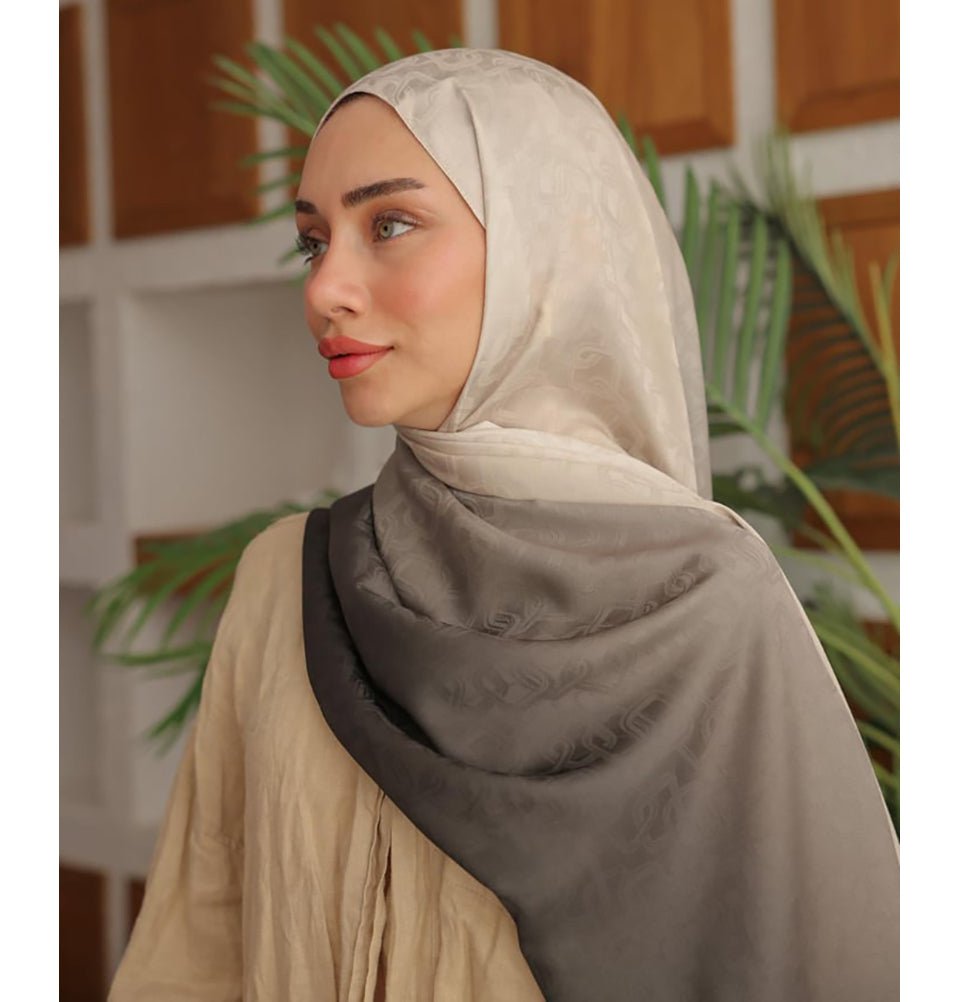 Mavidan Shawl Beige Gradient Cotton Blend Patterned Shawl Hijab - Beige