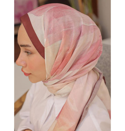 Mavidan Shawl Cranberry Rosie Cotton Blend Patterned Shawl Hijab - Cranberry