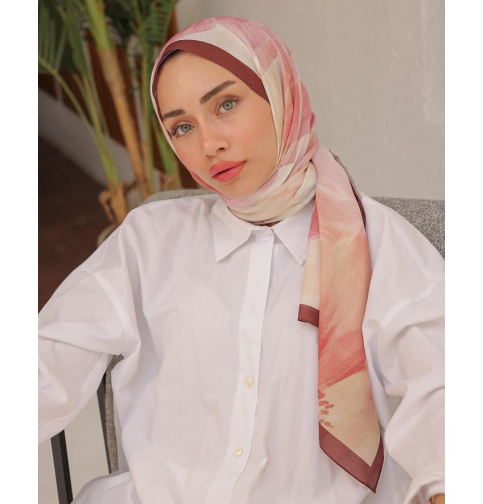 Mavidan Shawl Cranberry Rosie Cotton Blend Patterned Shawl Hijab - Cranberry