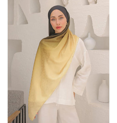 Mavidan Shawl Gold Black Gradient Cotton Blend Patterned Shawl Hijab - Gold Black