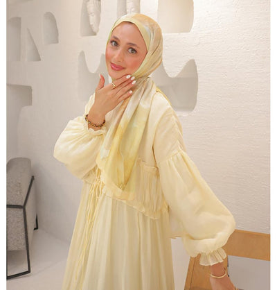 Mavidan Shawl Golden Yellow Rosie Cotton Blend Patterned Shawl Hijab - Golden Yellow