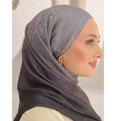 Mavidan Shawl Grey Black Gradient Cotton Blend Patterned Shawl Hijab - Grey Black