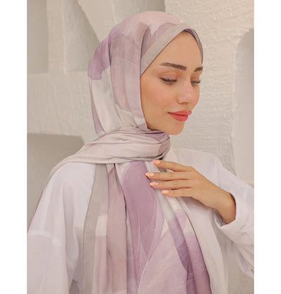 Mavidan Shawl Lilac Rosie Cotton Blend Patterned Shawl Hijab - Lilac