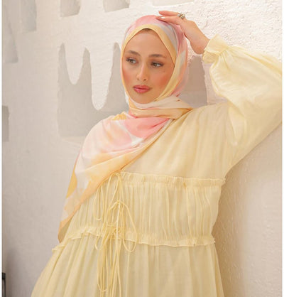 Mavidan Shawl Peach Rosie Cotton Blend Patterned Shawl Hijab - Peach