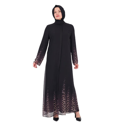 Modefa Abaya 6 Modest Black Ombre Leopard Women’s Abaya - 205