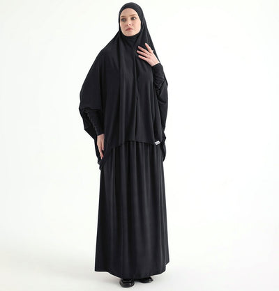 Modefa Abaya Black Modefa Premium Women's Islamic Two Piece Prayer Dress - Black