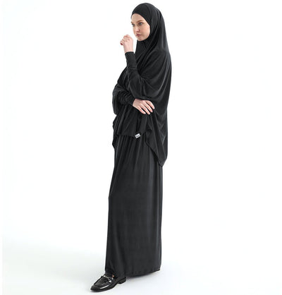 Modefa Abaya Black Modefa Premium Women's Islamic Two Piece Prayer Dress - Black