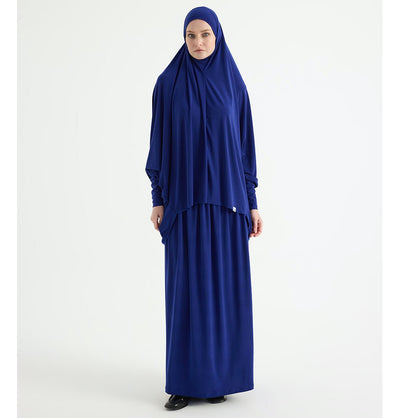 Modefa Abaya Blue Modefa Premium Women's Islamic Two Piece Prayer Dress - Blue
