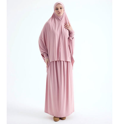 Modefa Abaya Blush Pink Modefa Premium Women's Islamic Two Piece Prayer Dress - Blush Pink
