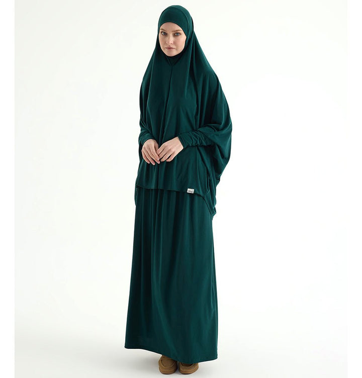 Modefa Premium Women's Islamic Two Piece Prayer Dress - Emerald Green Modefa Premium Women's Islamic Two Piece Prayer Dress - Emerald Green
