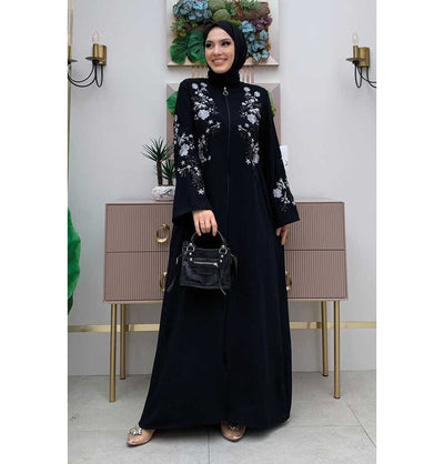 Modefa Abaya Modern Muslim Woman's Shanghai Zip Up Abaya - 7895 - Black