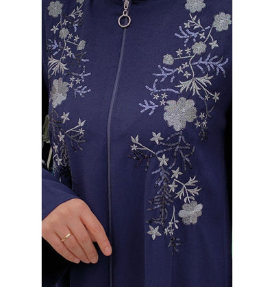 Modefa Abaya Modern Muslim Woman's Shanghai Zip Up Abaya - 7895 - Navy Blue
