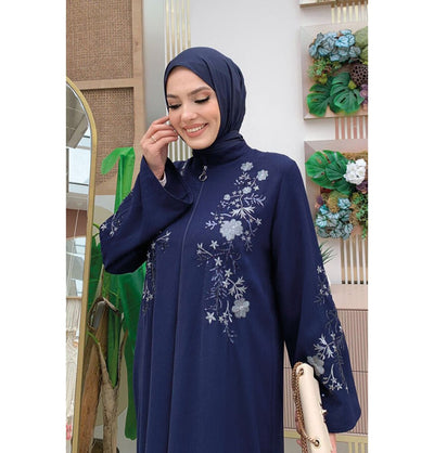 Modefa Abaya Modern Muslim Woman's Shanghai Zip Up Abaya - 7895 - Navy Blue