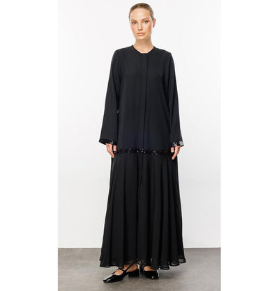 Modefa Abaya Modern Muslim Women’s Black Exquisite Islamic Abaya with Sequins - 241555