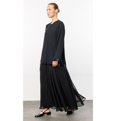 Modefa Abaya Modern Muslim Women’s Black Exquisite Islamic Abaya with Sequins - 241555