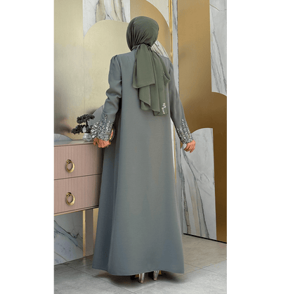 Modefa Abaya Modest Muslim Woman's Glamor Two Piece Abaya - 3838 Mint Green
