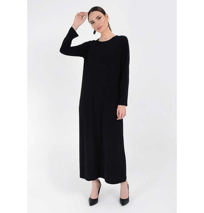 Modefa Abaya Modest Muslim Woman's Long sleeve Slip Abaya - Black